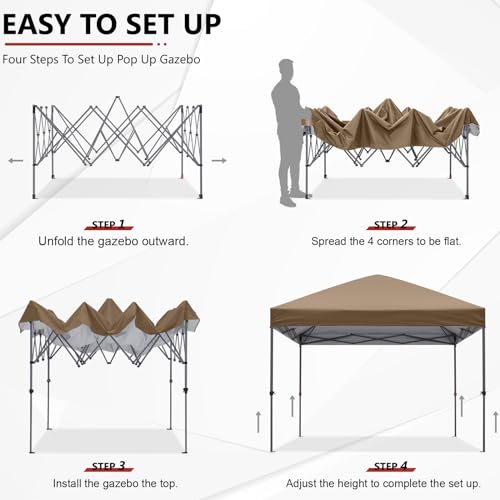 ABCCANOPY Durable Easy Pop up Canopy Tent 10x10, Red
