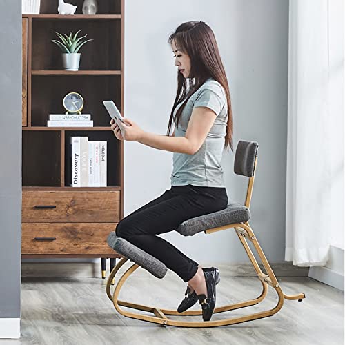 Kneeling Chair with Back Support, Ergonomic Rocking Kneeling Chair for Office and Home, Posture Corrective Seat for Adults Child and Elder