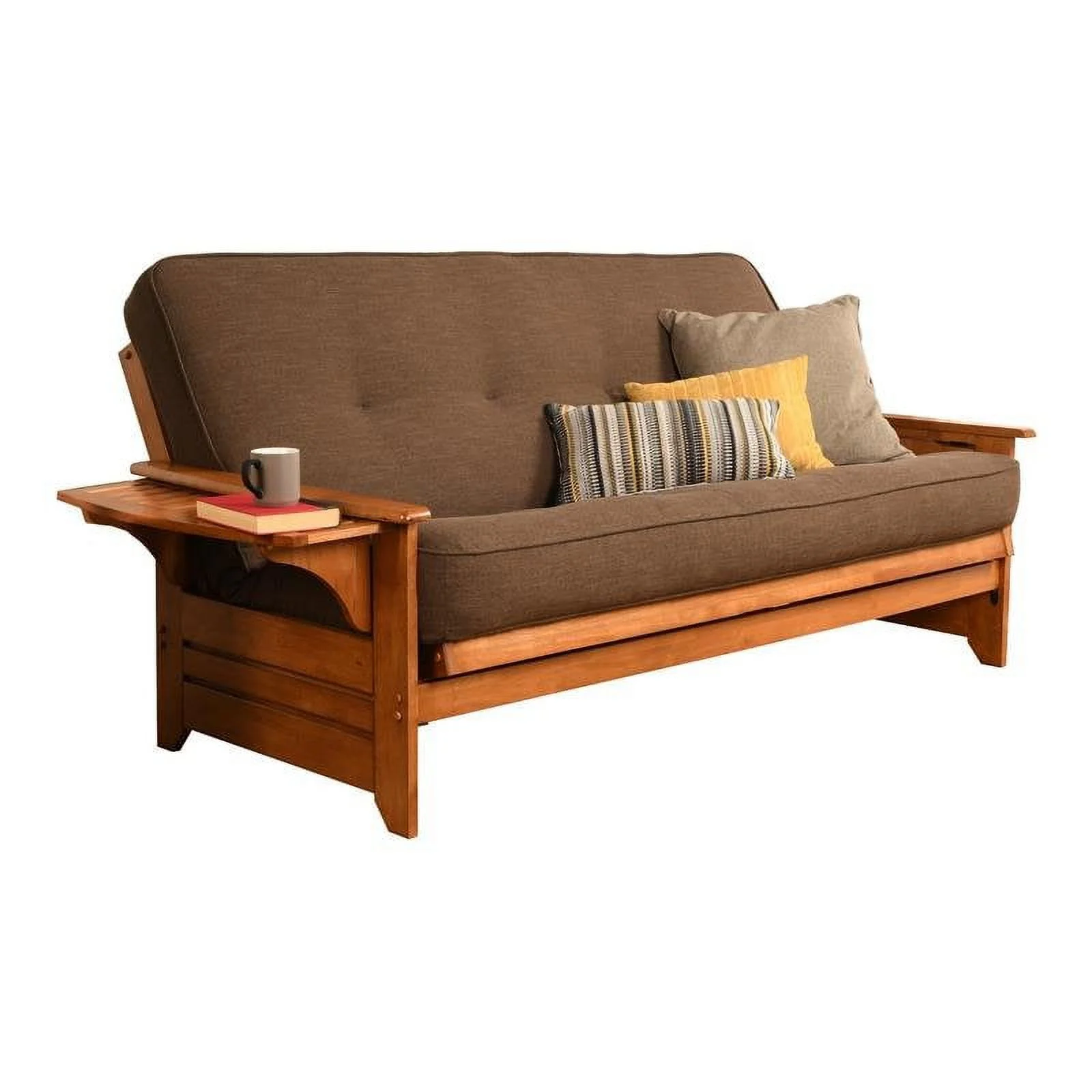 Kodiak Furniture Full Traditional Linen Fabric Futon Mattress in Cocoa Brown