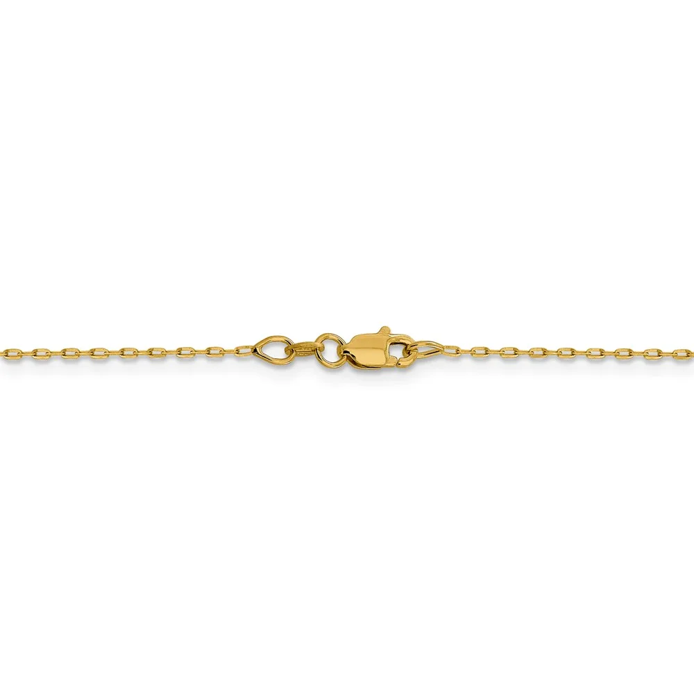 Leslie's Real 14kt Yellow Gold 1mm Diamond Cut Open Long Link Cable Chain; 18 inch; for Adults and Teens; for Women and Men