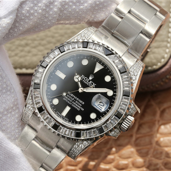 Submariner Silver Black Diamond 40mm