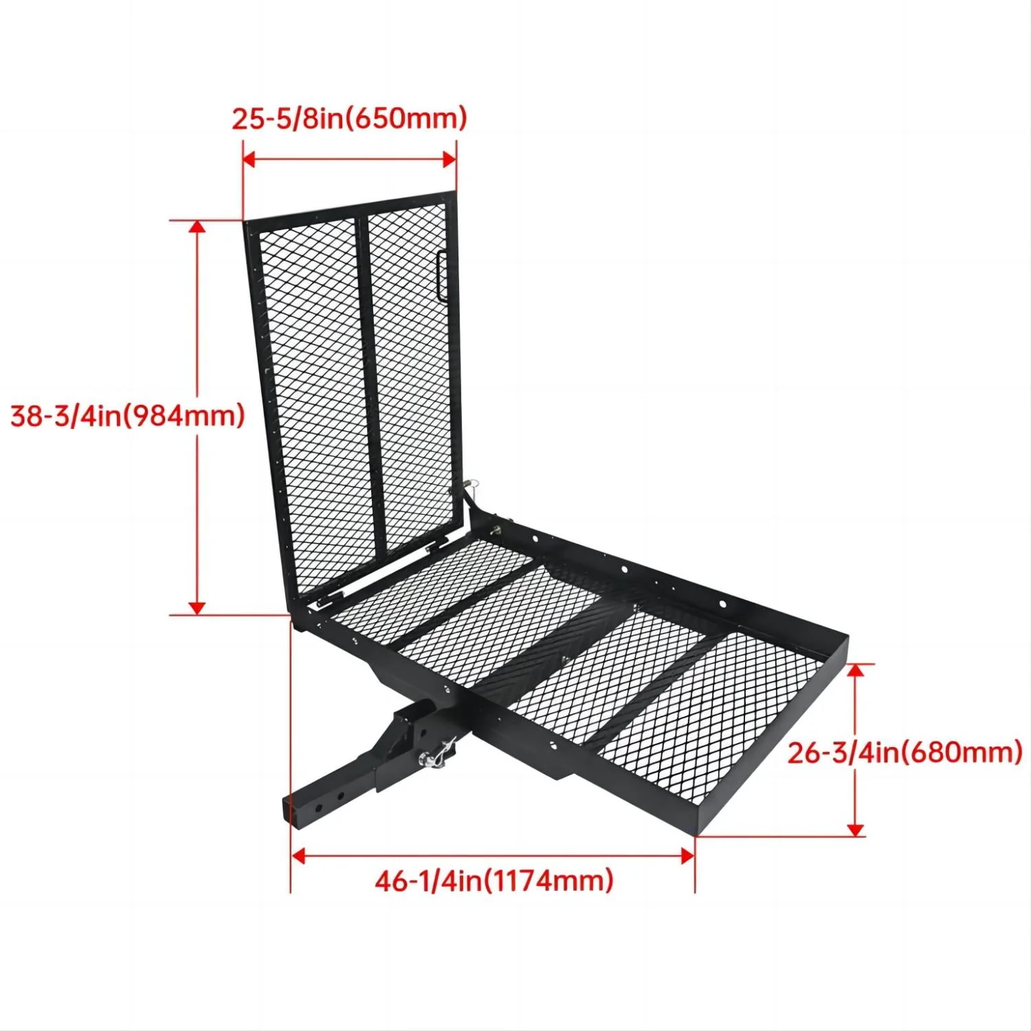 KOJEM Hitch Cargo Carrier Rack Folding Ramp Hitch Mounted 500LBS Weight Capacity