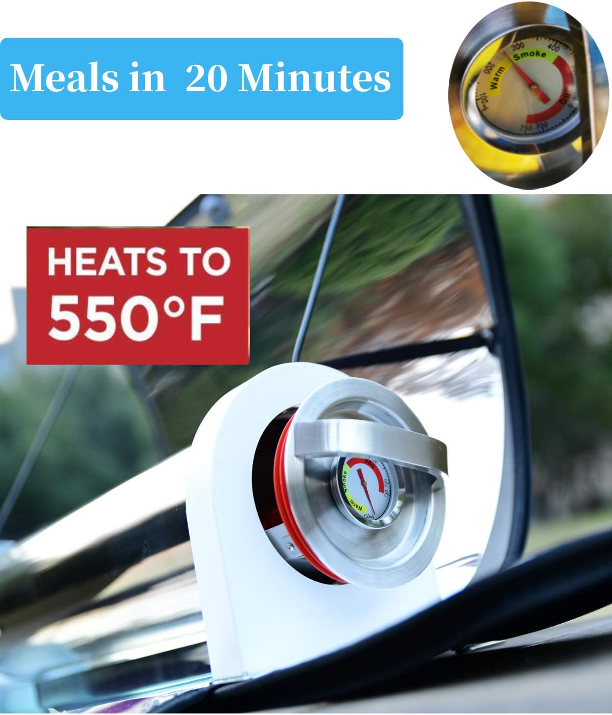 Solar Oven Portable Oven-4.5L Large Capacity Solar Cooker Outdoor Oven Camping Stove with Thermometer For 2-3 People Backpacking Hiking Family Party