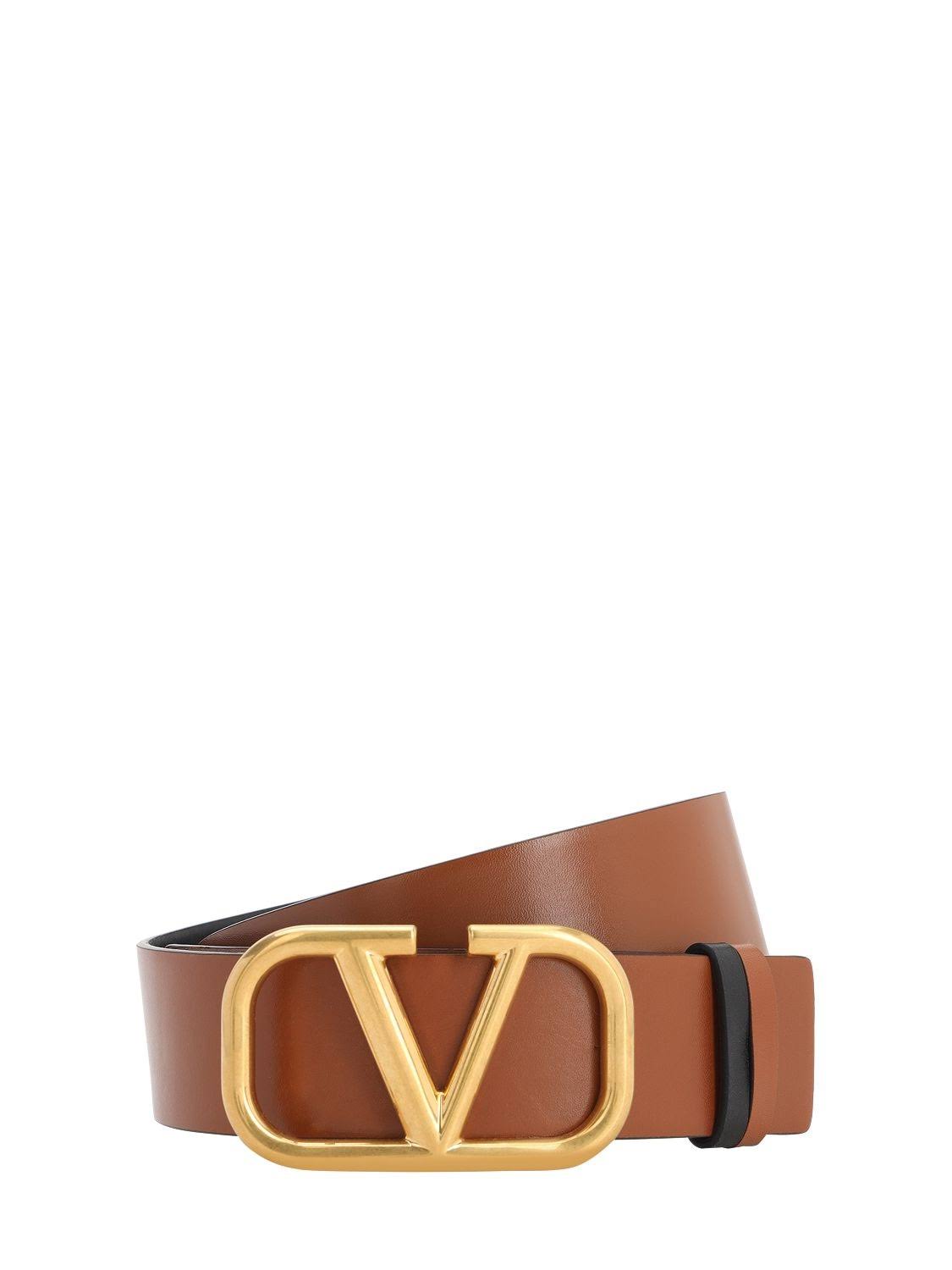 Valentino Garavani Reversible Vlogo Signature Belt in Glossy Calfskin 40mm