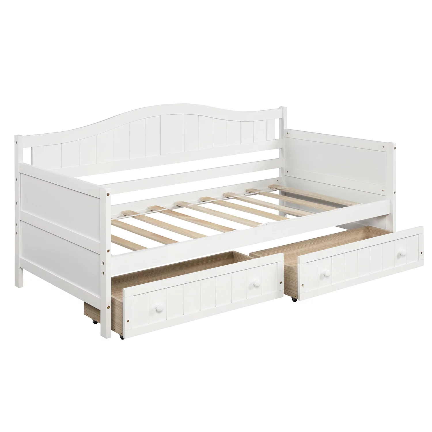 White Folding Chair Bed Double Wooden Sofa Bed Bedroom Living Room Sofa Bed Modern Pull Out Chair Bed With 2 Drawers No Spring Box For Living Room