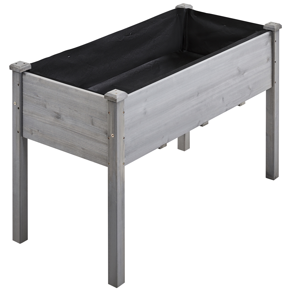 Topeakmart Fir Wood Garden Bed Rectangle Raised Planters Box for Vegetables/Fruits, Gray
