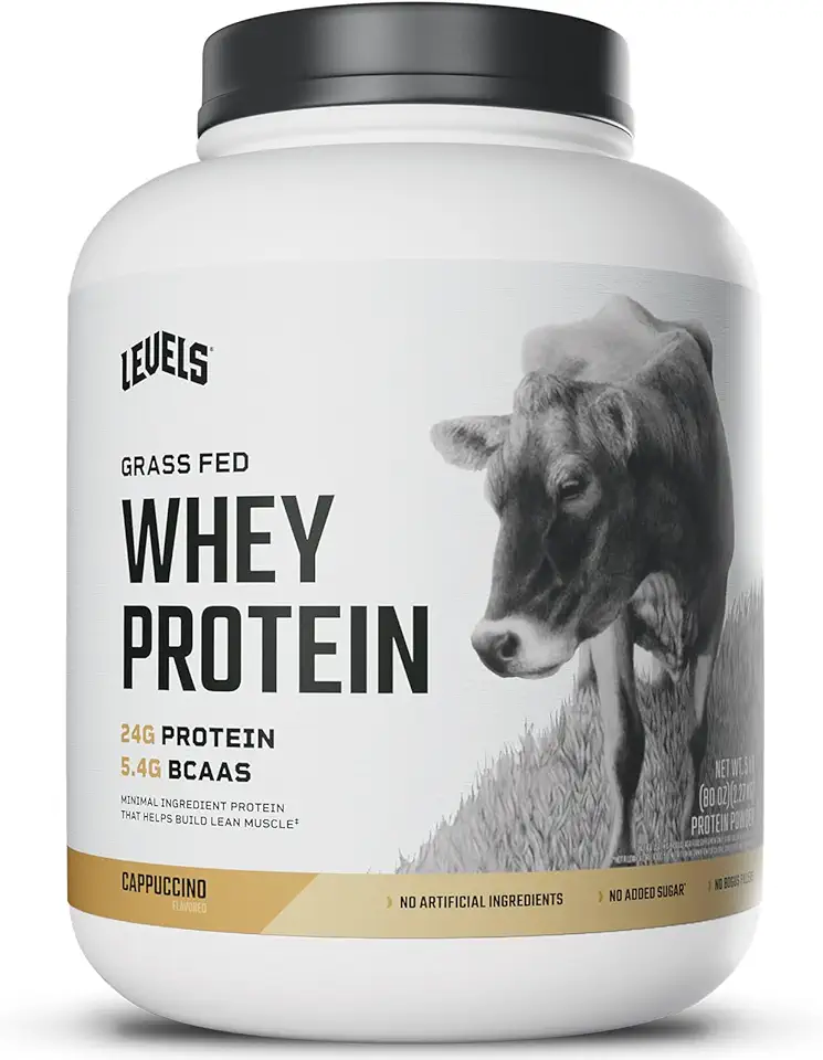 Levels Grass Fed Whey Protein Powder, No Artificials, 24G of Protein, Cappuccino, 5LB - Kansas Nuitrition - HNZSDS
