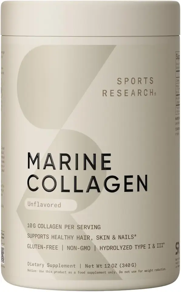 Sports Research Marine Collagen Peptides Powder - Sourced from Wild-Caught Fish, Pescatarian Friendly, Keto Certified & Non-GMO Verified