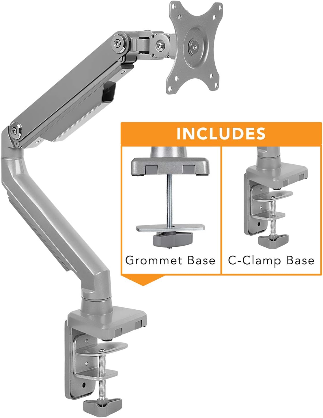 Mount-It! Single Monitor Arm Mount | Desk Stand | Full Motion Height Adjustable Articulating Mechanical Spring Arm | Fits 24 27 29 30 32 Inch VESA