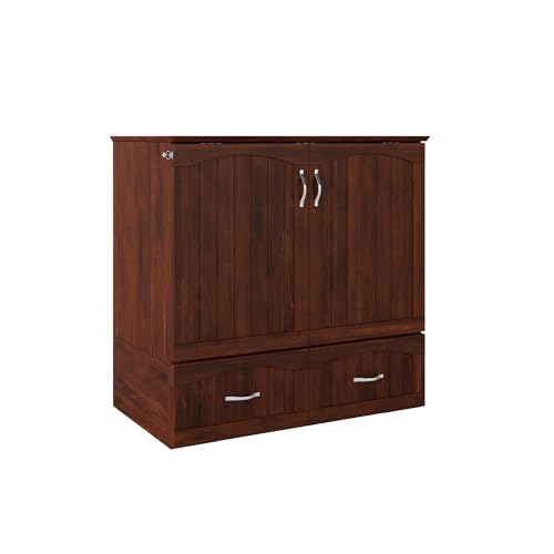 AFI Southampton Queen Murphy Bed Chest with Mattress, Storage, and Built-in Charger in Grey