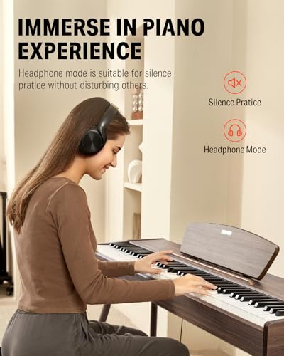Donner DDP-80 PLUS Digital Piano 88 Key Weighted Keyboard, Home Electric Piano, Supports USB-MIDI & Headphones Connection, Semi-open Cover Designed