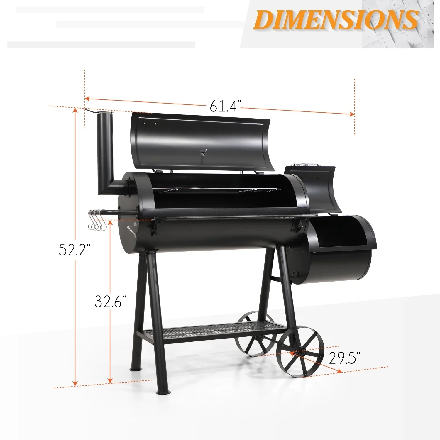 Summit Living 28 Charcoal Grill with Offset Smoker Black