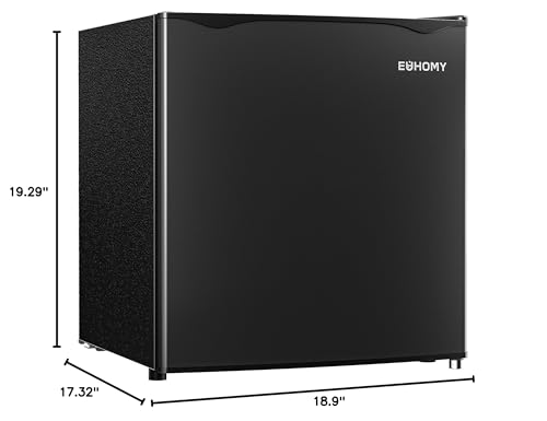 EUHOMY 1.7 Cu.Ft Mini Fridge with Freezer, Reversible Single Door Compact Refrigerator, Adjustable Thermostat, Energy Saving, Mini Fridge for Bedroom