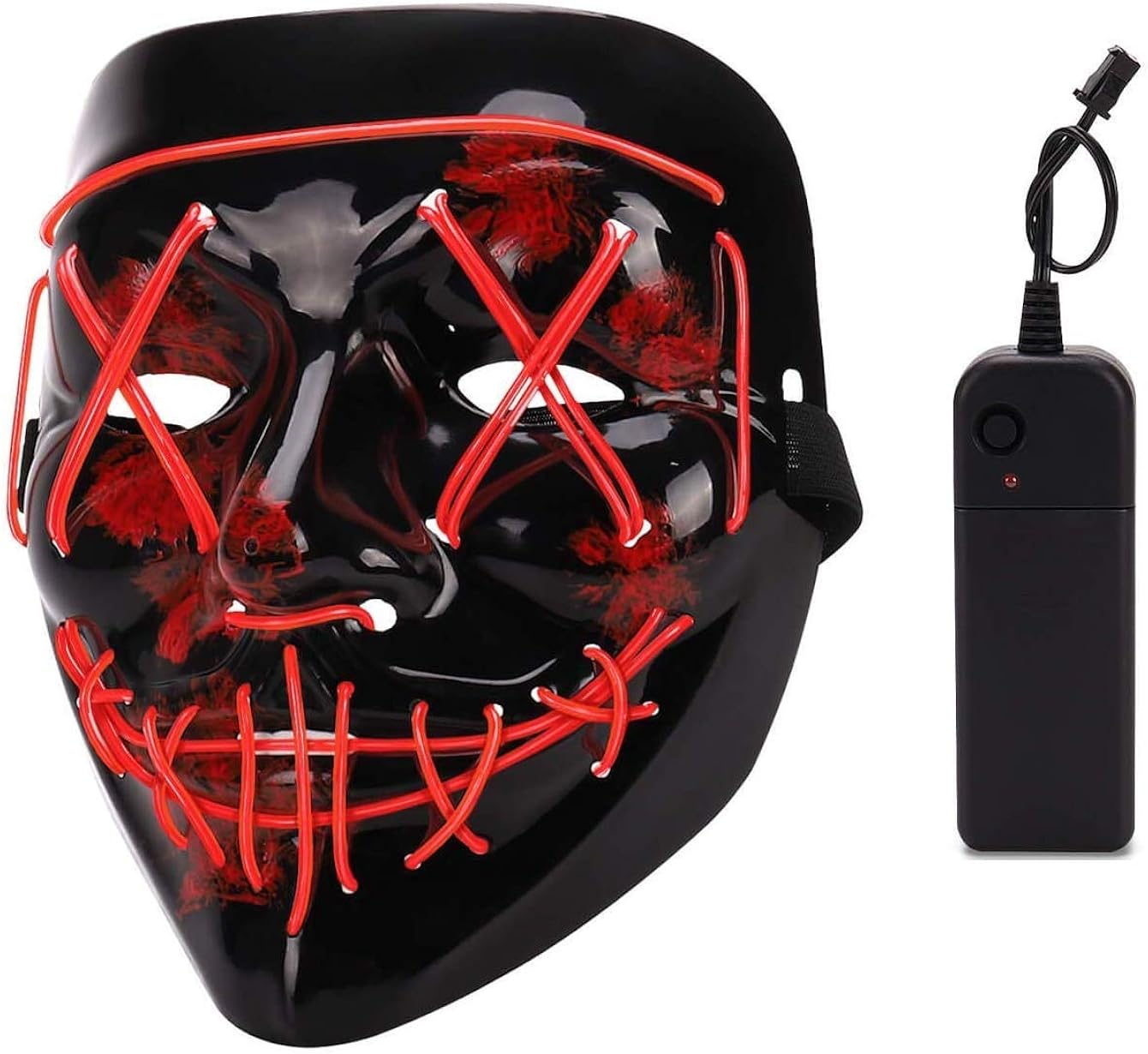 Depointer Halloween Scary Mask Cosplay Led Costume Mask EL Wire Light up Halloween Festival Party
