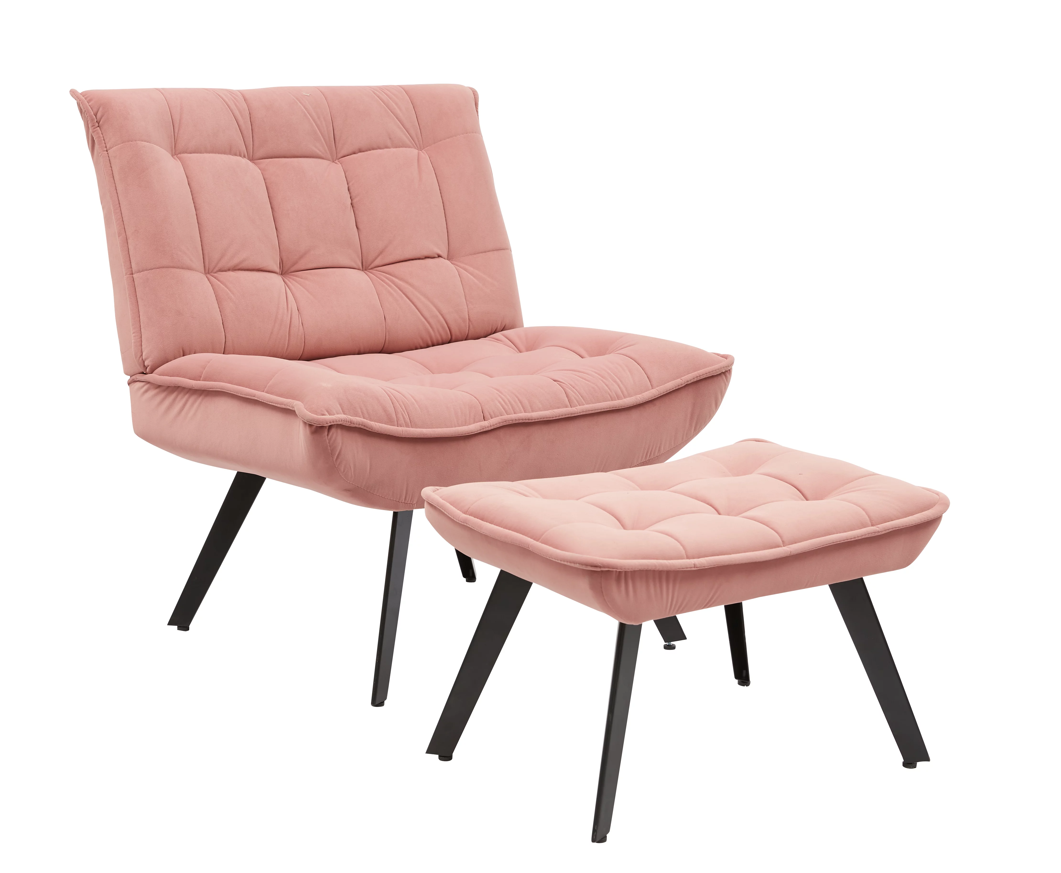 Modern Pink Soft Velvet Material Large Width Accent Chair For Indoor Home And Living Room