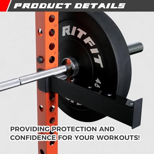RitFit Multi-Functional Folding Squat Rack for Home Gym, 2.36'' x 2.36'' Wall Mounted Squat Rack with Attachments - Space Saving Squat Power Rack
