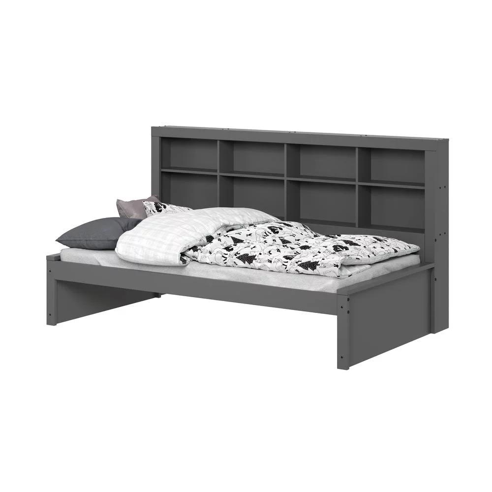 Twin Bookcase Day Bed in Dark Grey
