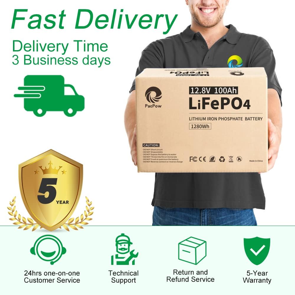 PacPow 12V 20Ah LiFePO4 Lithium Iron Phosphate Battery with Built-in BMS for Fish Finder, Ham Radio, Scooter, Trolling Motor, Light