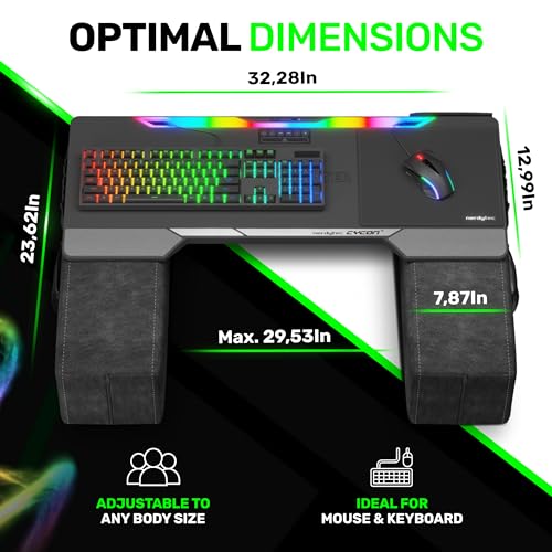 Couchmaster CYCON&sup3; HORIZONLIGHT Bar - Ultimate Ergonomic USB-Hub Gaming Lap Desk for Couch and Bed - Large