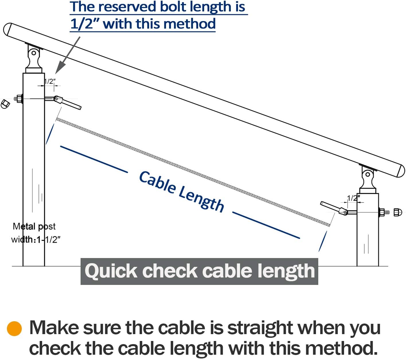 Deck Man 1/8 Inch T316 Stainless Steel Adjustable Cable Railing Kit/Hardware for 1.5 Inch Metal Post，Marine Grade (20 Pack)
