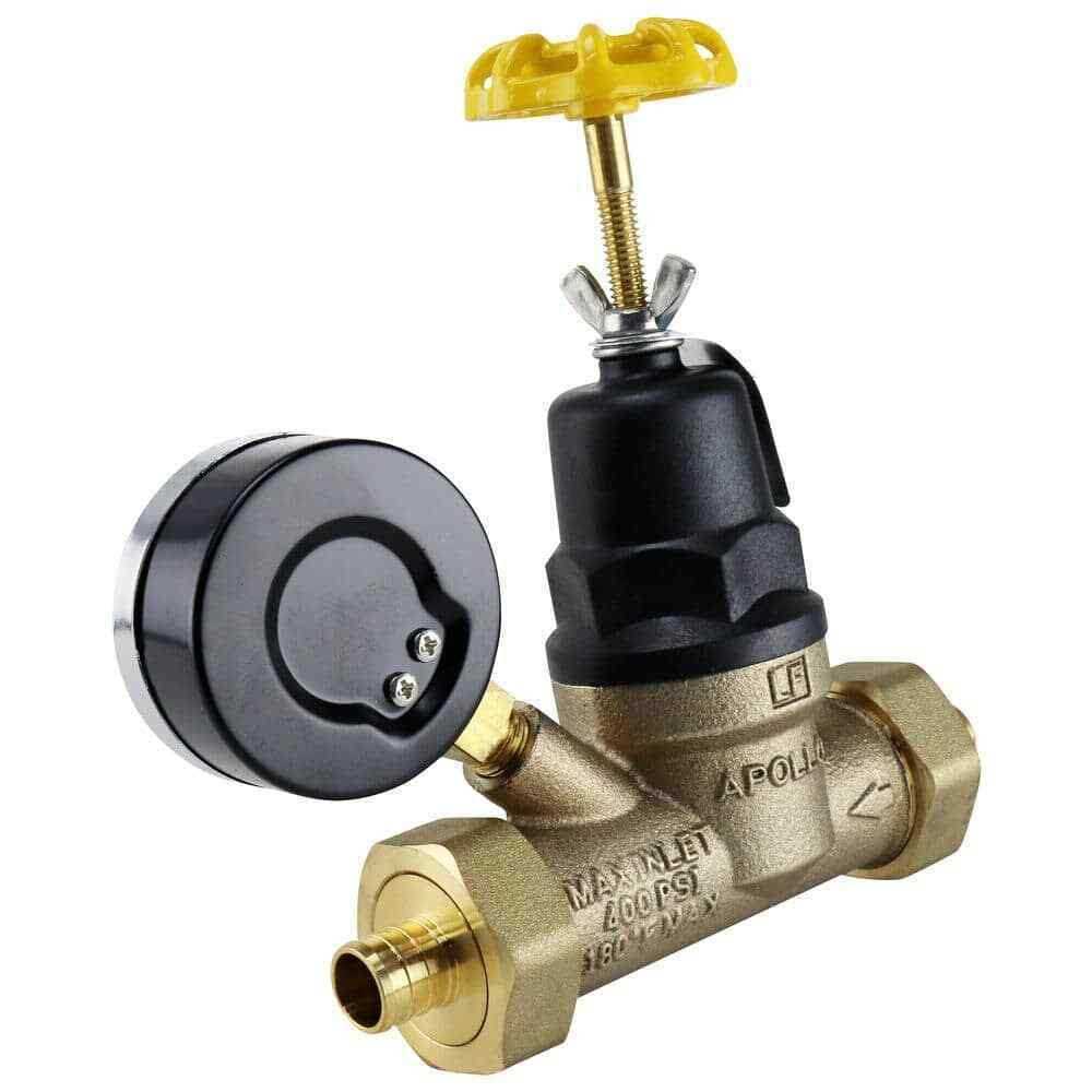 Apollo APXPRV34WG 3/4 in. Bronze Double Union PEX Water Pressure Regulator with Gauge - Shop Hardware Tools Online Store