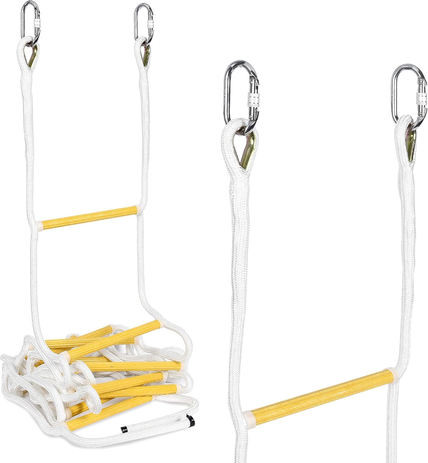 ISOP Fire Escape Ladder for Second Story Windows 13ft Weather Resistant Safety Rope Window Ladder Fire Escape 2 Story with Hooks (13ft with Hooks)