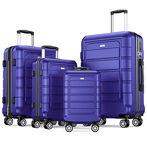 SHOWKOO Luggage Sets Expandable PC+ABS Durable Suitcase Double Wheels TSA Lock Black
