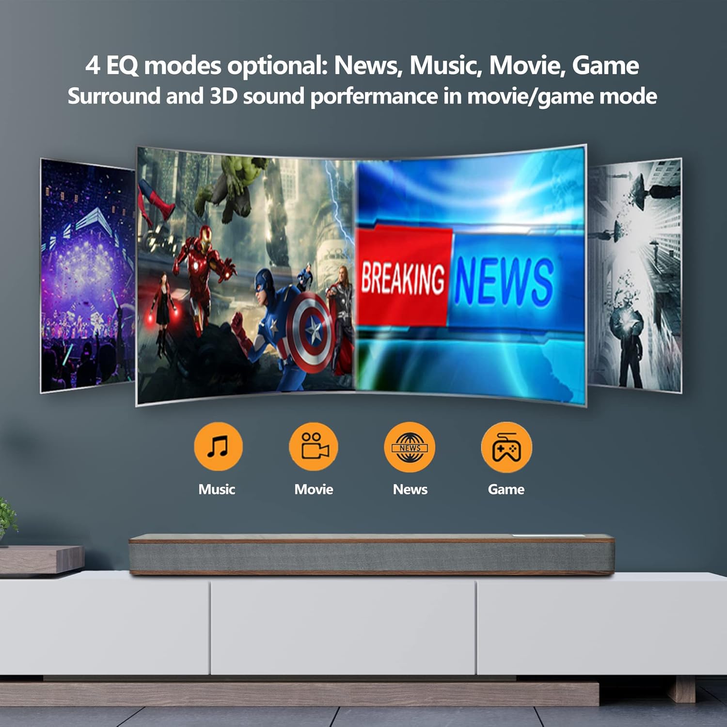 KEiiD Sound Bar for TV 2.1 CH Wooden Soundbar with Built-in Subwoofer, Bluetooth HDMI(ARC)/ Optical/Coaxial/RCA Connection