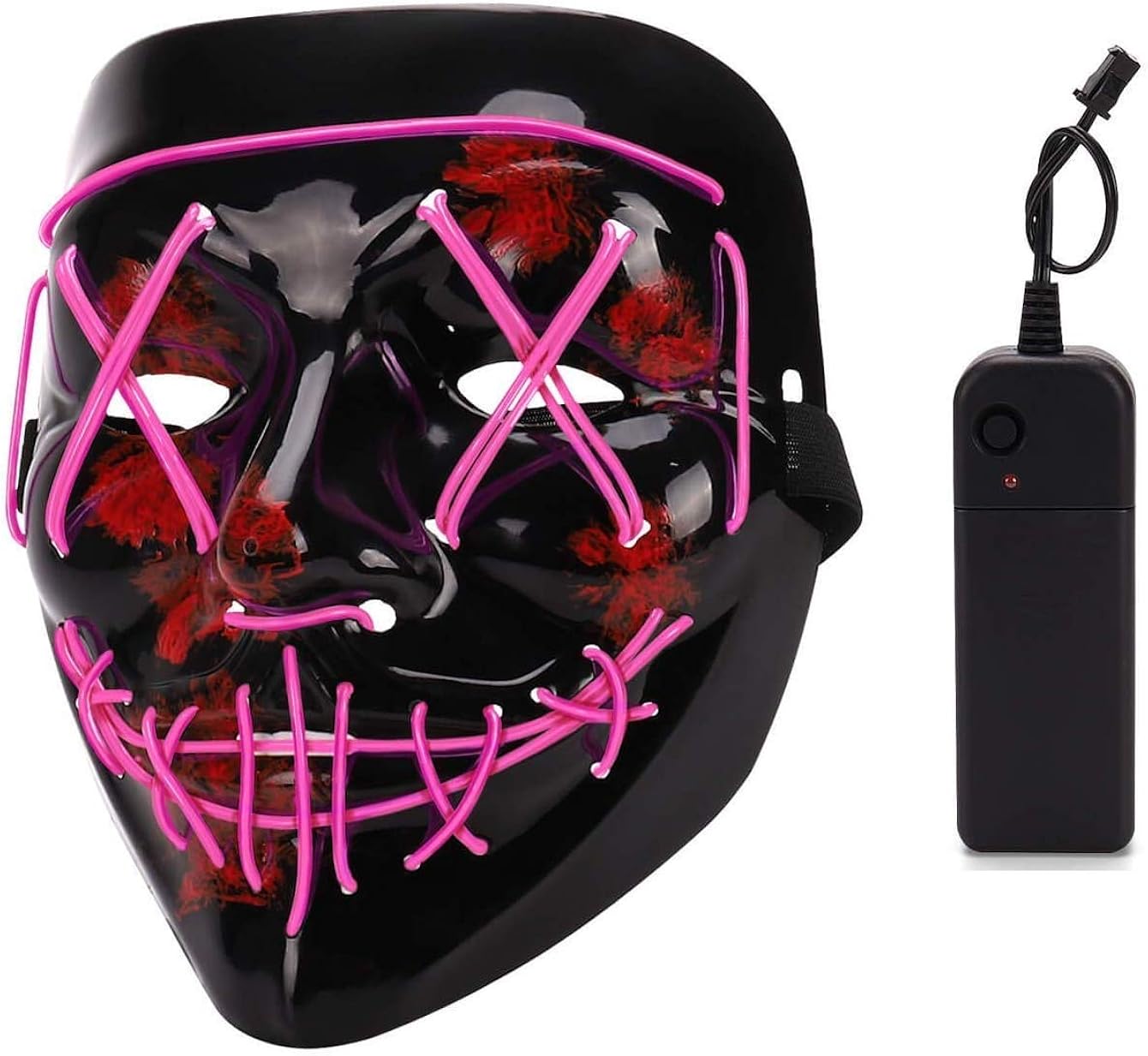 Depointer Halloween Scary Mask Cosplay Led Costume Mask EL Wire Light up Halloween Festival Party