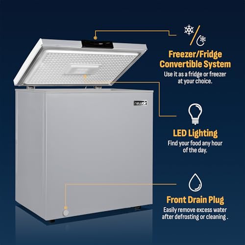 Newair 13.8 cu. ft. Upright Freezer, Fridge Freezer Convertible, Garage Ready Refrigerator, Frost Free Freezer with Door Alarm, Stand up Deep Freezer