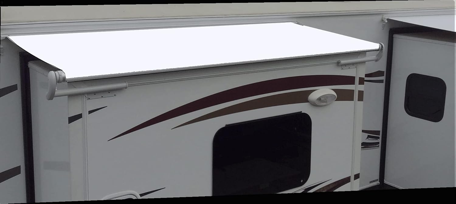 RV Slide Out Awning Fabric White 3 Year Warranty Choose Size (150)