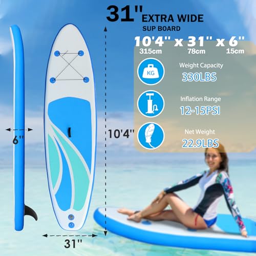 Inflatable Stand Up Paddle Board for Adult All Skill Levels- 10'