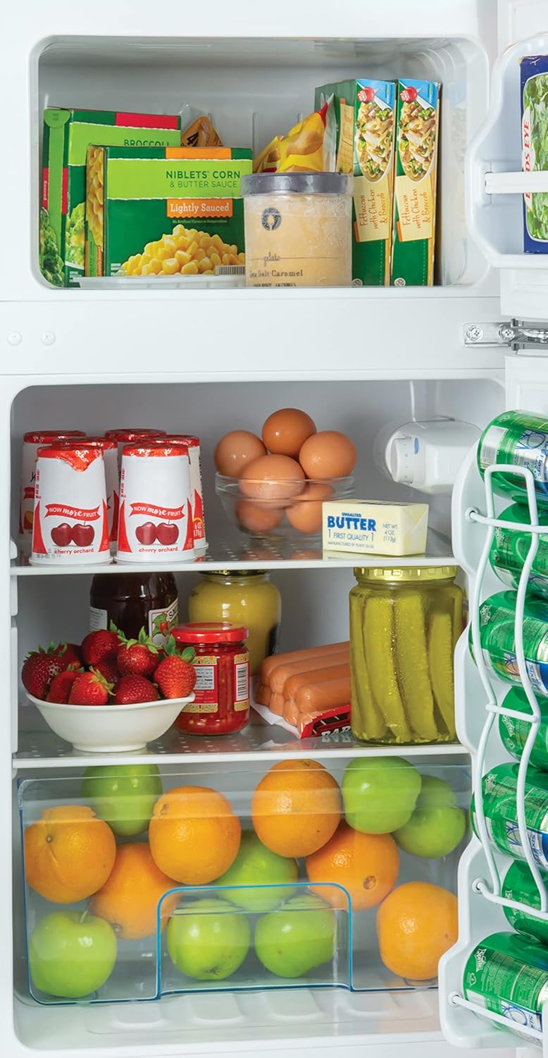 Igloo 3.2 Cu. Ft. Double Door Refrigerator with Freezer, Adjustable Temperature Control Down to 32 Degrees, Removable Glass Shelves