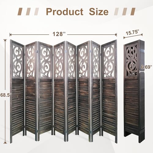 Osparple Room Divider with Shelves 6 Panel Wooden Folding Room Dividers Privacy Screen Wall Divider for Room Separation for Office and Apartment