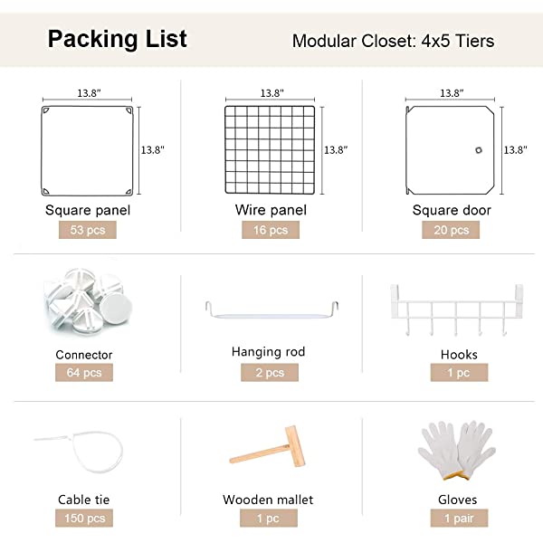YOZO Cube Storage Organzier Portable Closet Wardrobe Bedroom Dresser (71x14x71 inches) Portable Closet Cube Shelf Armoire Pantry Cabinet, 25 Cubes