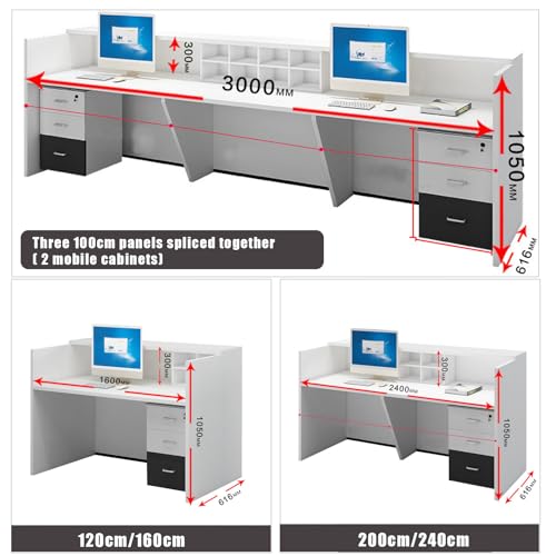 Modern Reception Desk Counter, U-Shaped Front Desk Reception Counter with Adjustable Storage Cube Lockable Drawer