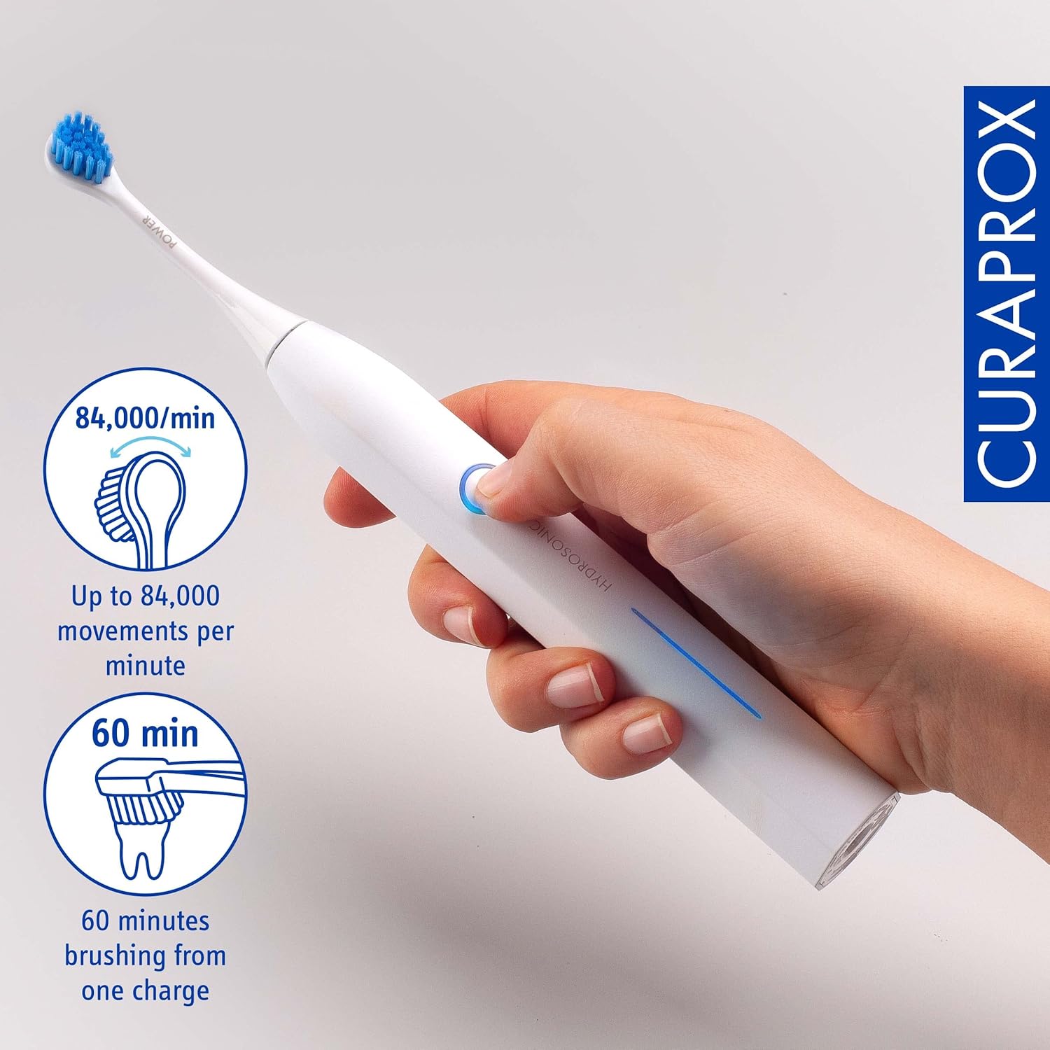 Curaprox Electric Hydrosonic Pro Toothbrush With 3 Brush Heads, Charger, and Travel Case