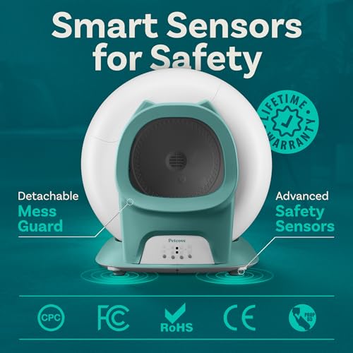 Self Cleaning Litter Box with Auto Safety Sensors for Multiple Cats - Automatic Cat Litter Box Self-Cleaning