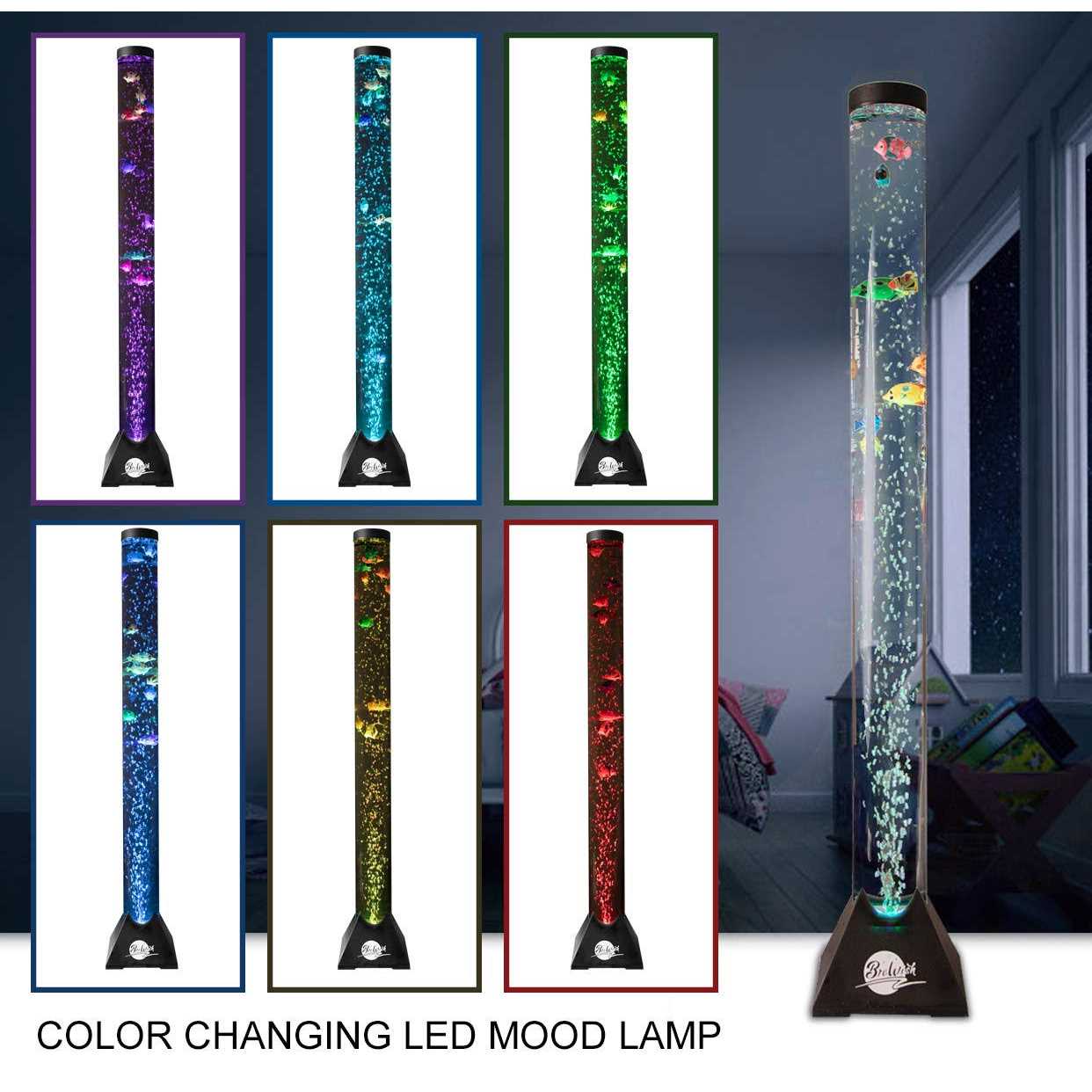 Brewish 4FT Sensory LED Water Bubble Fish Tube Floor Lamp with 20 Color Changing Light Effects– Fake Aquarium Tank Night Light and Gift for Kids