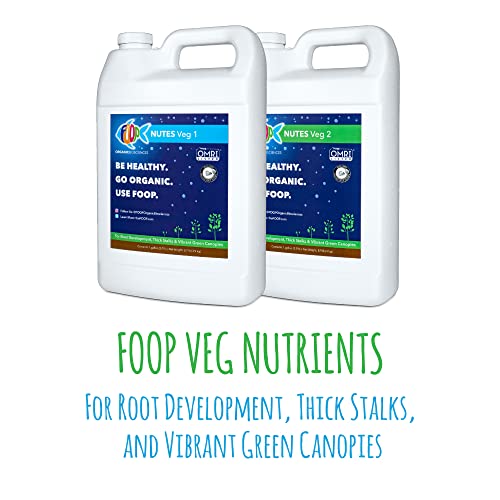 FOOP Nutes Veg & Bloom Gallon Pack Bundle: Organic Plant Nutrients for Root Development, Thick Stalks, Vibrant Green Canopies | Infused with Cal/Mag