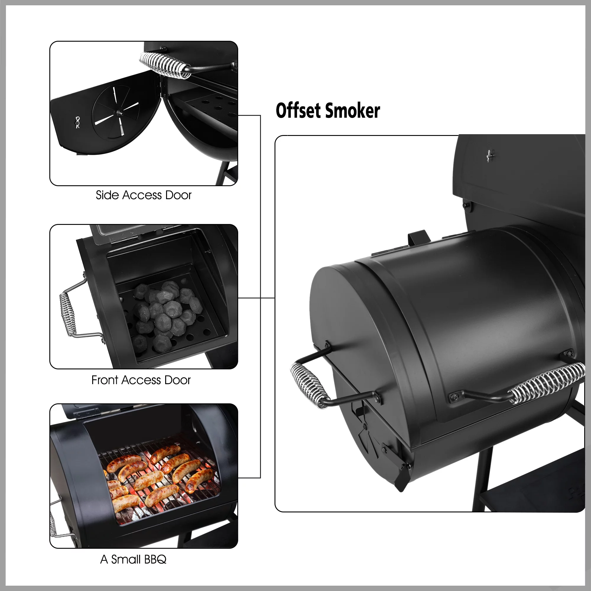 Royal Gourmet 30" CC1830F Charcoal Grill with Offset Smoker and Gloves