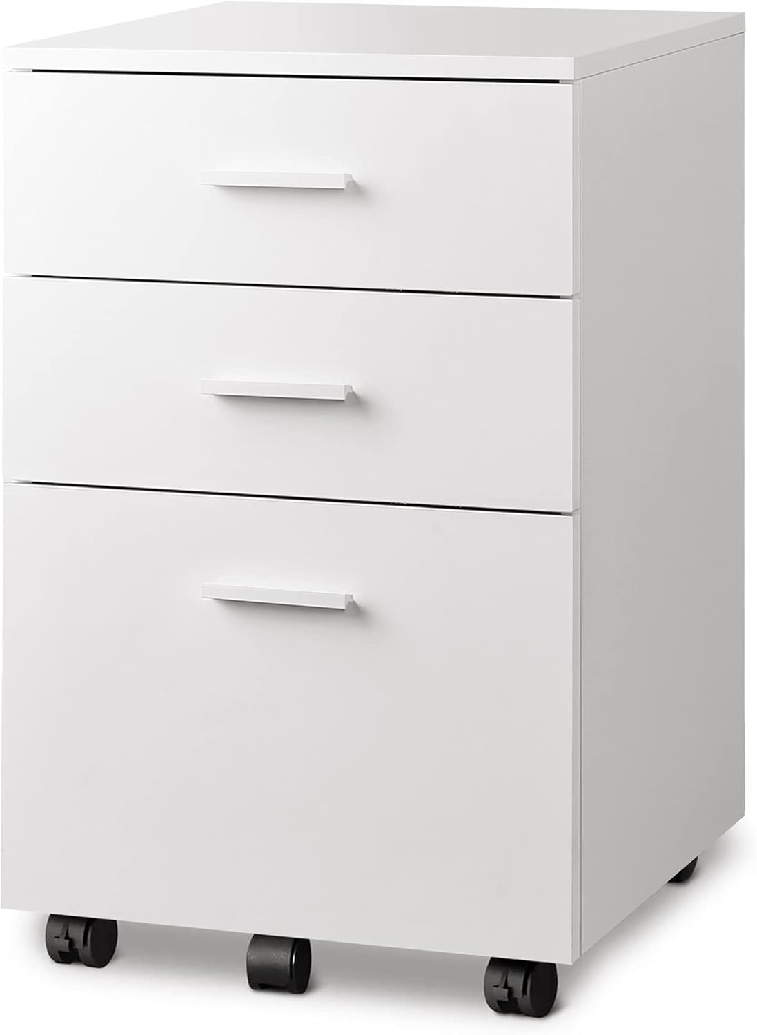 DEVAISE 3 Drawer Wood Mobile File Cabinet, Rolling Filing Cabinet for Letter/A4 Size, Black