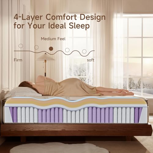 Queen Size Mattress, 12 inch Queen Cooling Gel Memory Foam Mattresses for Pressure Relief, Medium Firm Hybrid Mattress in a Box, CertiPUR-US Certified