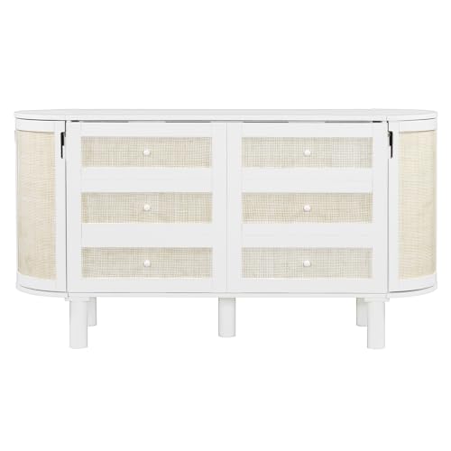Queen Size Farmhouse Murphy Bed Cabinet with Charging Station, Foldable Platform Bed Frame with 2 Storage Drawers