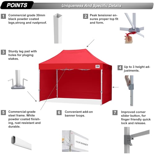 ABCCANOPY Easy Pop Up Canopy Tent with Sidewalls 10x10 Commercial -Series, White