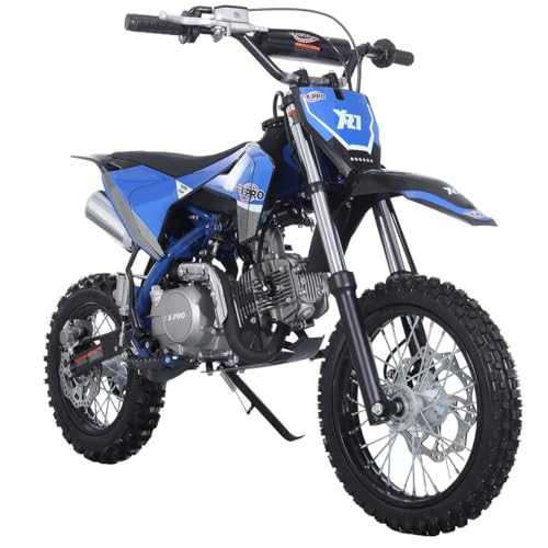 X-PRO X27 125cc Dirt Bike with 4-Speed Semi-Automatic Transmission, Kick Start, Big 14"/12" Tires! Cradle Type Steel Tube Frame! (Black)
