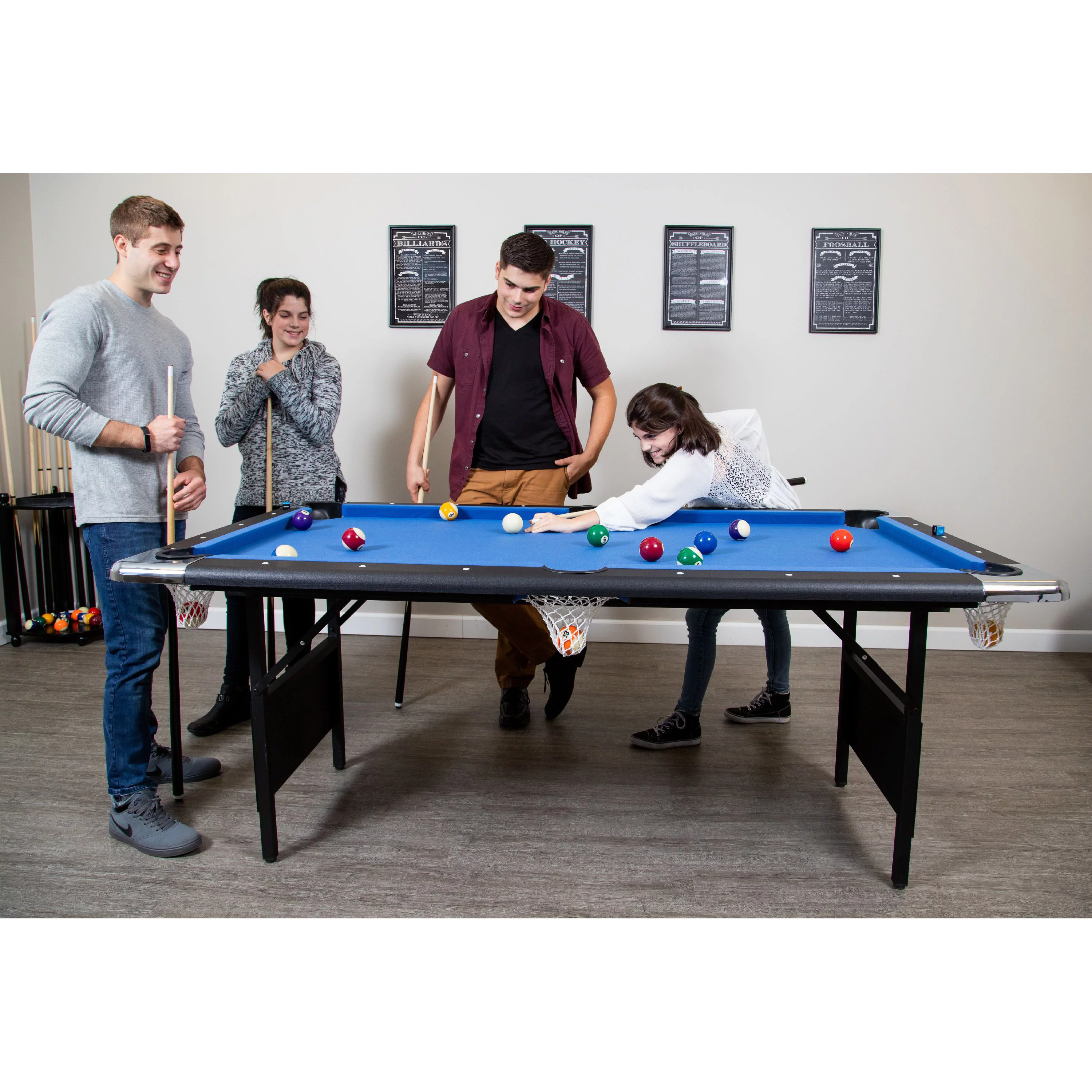 Hathaway Fairmont Portable, Folding 6 ft. Pool Table, Blue Felt, 43.25 in. W