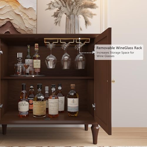 ARTPOWER Sideboard Buffet Cabinet with Storage, 58'' Mid-Century Modern Storage Cabinet with 4 Doors and Adjustable Shelves