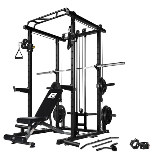 RitFit Multi-Function Squat Rack Power Cage PPC03 with Cable Crossover System, 1000LBS Capacity Power Rack and Packages with Optional Weight Bench