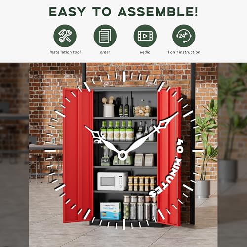 Greenvelly Metal Storage Cabinet, 72" Black Locking Metal Garage Storage Cabinet with Doors and 4 Adjustable Shelves